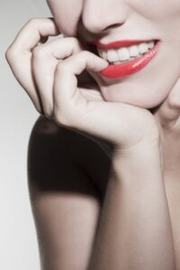 woman with red lips
